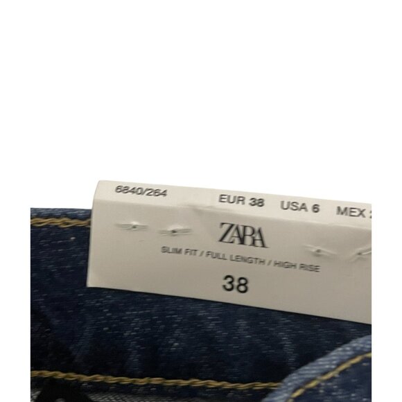 Zara Womens Jeans EU 38 US 6 Slim Fit Full Length Dark Blue Denim 6840/264 NWT - Picture 6 of 16